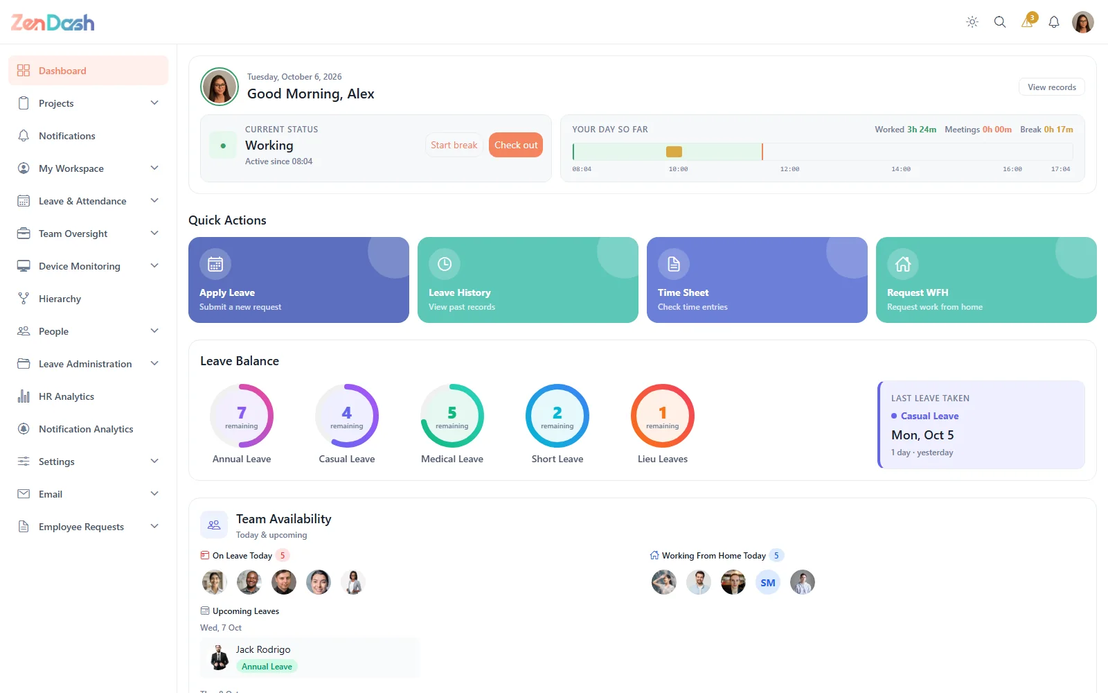 ZenDash dashboard