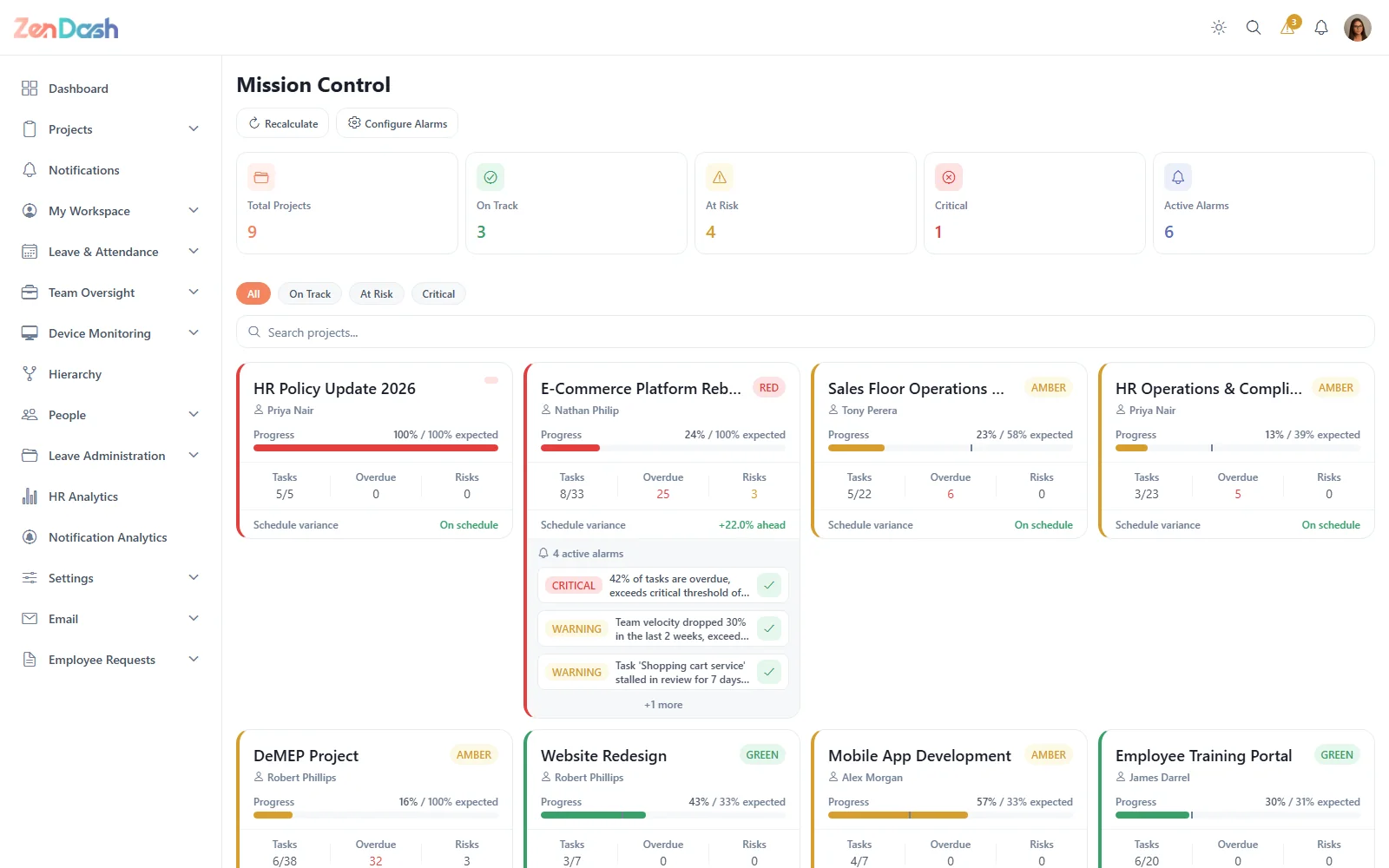 Projects in ZenDash