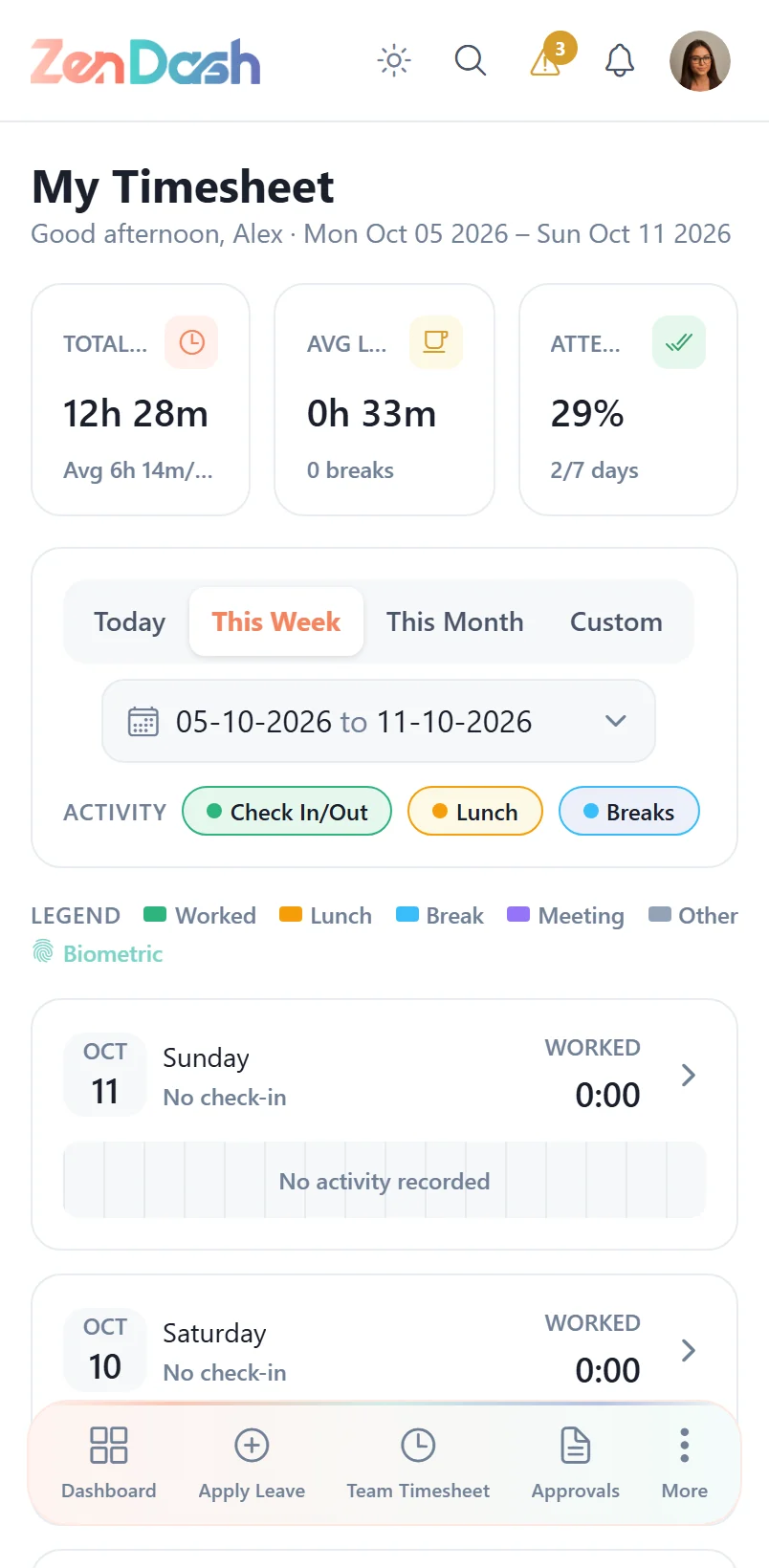 Fingerprint Attendance & Timesheets on mobile