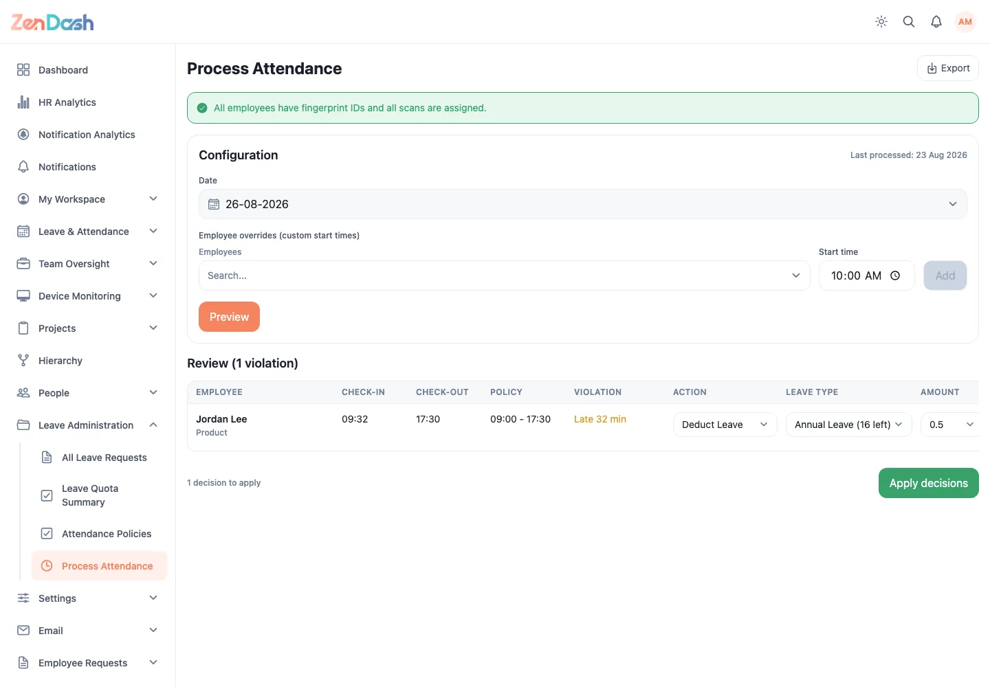 Fingerprint Attendance & Timesheets
