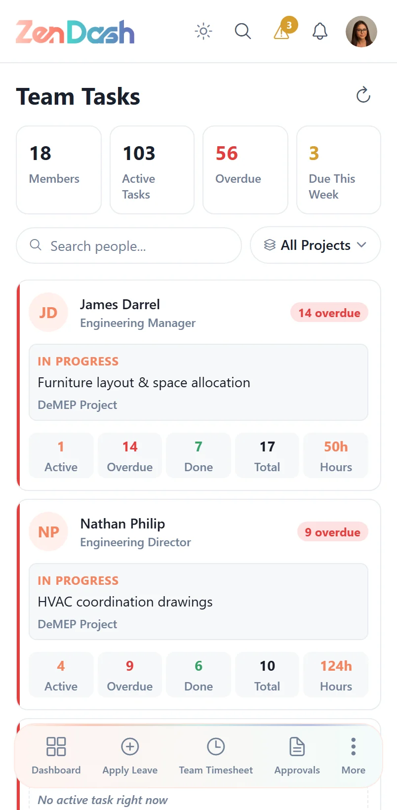 Live Activity & Team Performance on mobile