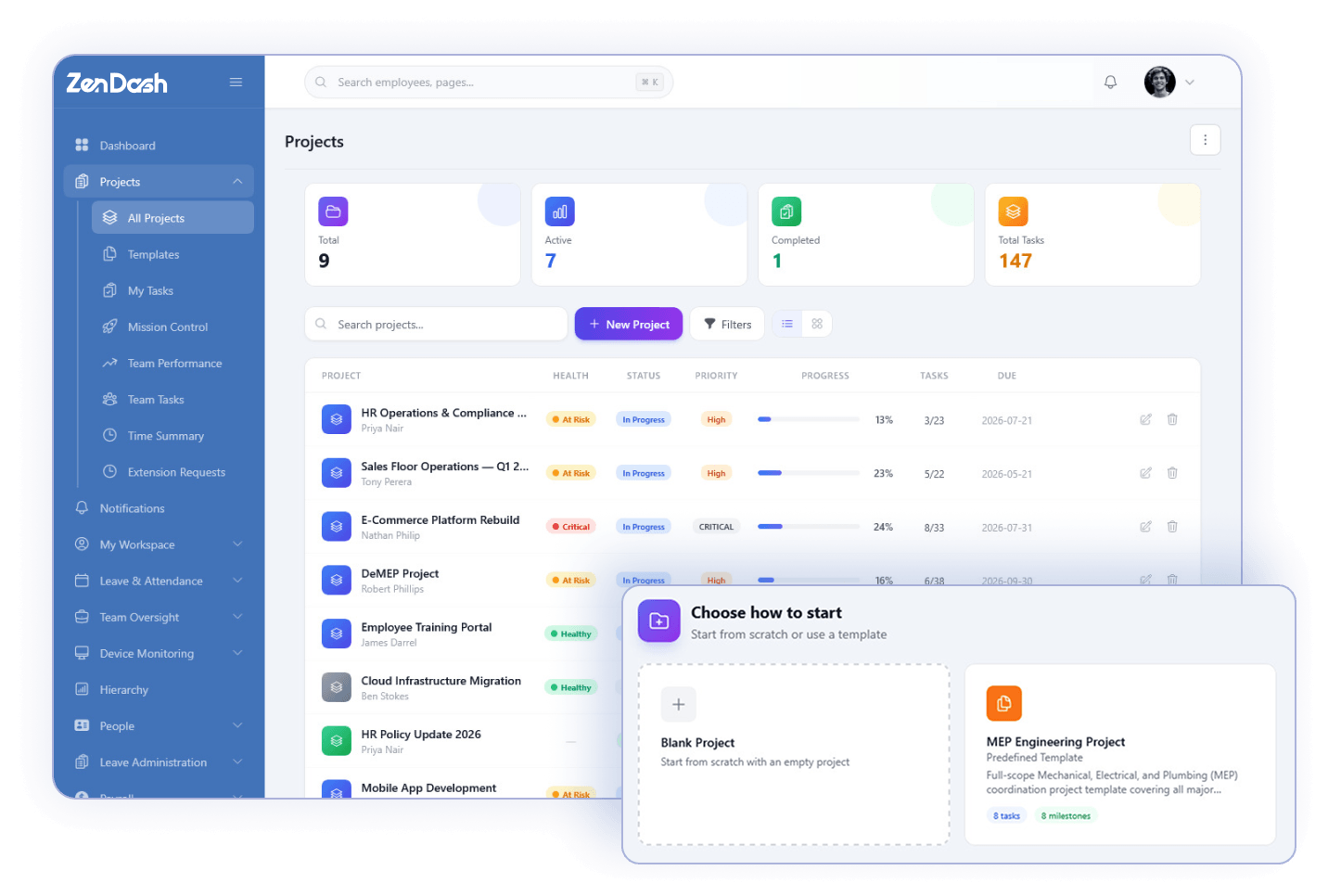 Projects and Tasks